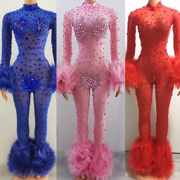 Etapa desgaste 2023 Rhinestones Mono Nightclub Bar Gogo Ropa de baile Multi Colores Stretch Body Drag Queen Traje VDB7105