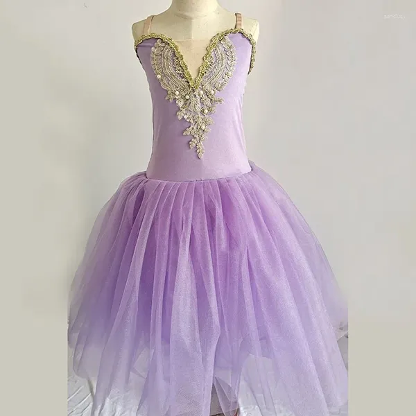 Etapa desgaste 2023 vestido de ballet amarillo para niñas niños adultos mujeres encaje tutú cisne trajes de baile profesional adulto bailarina fiesta niños