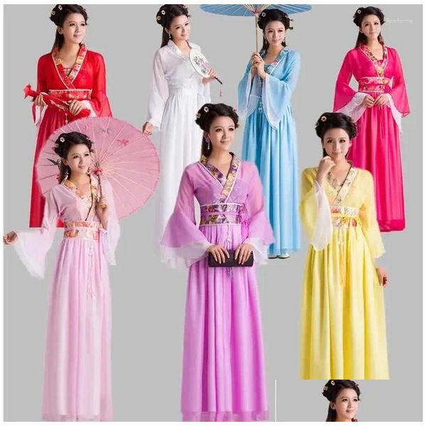 Etapa desgaste 2024 traje chino antiguo mujeres danza folclórica para mujer hanfu año fan ropa trajes drop entrega ropa ot9lo