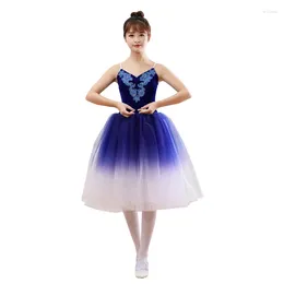 Wear 2024 Ballet Dance Tutu Leotard Girls Costume Dancewear Ribbon Long Tulle Jupe Ballerina Fairy Party Costumes