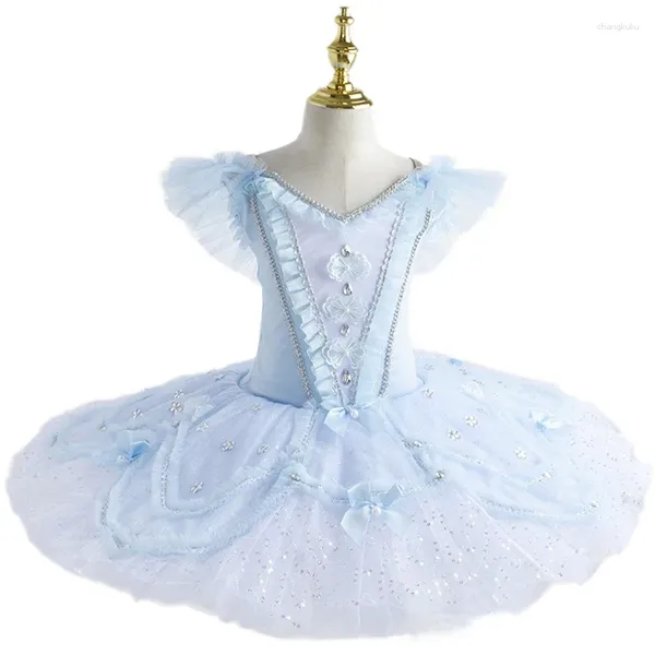 Stage Wear 2024 Bleu Swan Lake Ballet Tutu Jupe Professionnel Costume De Danse Du Ventre Velours Tops Filles Ballerine Robe Enfants Adultes