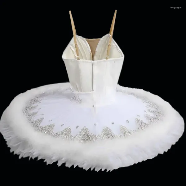 Stage Wear 2024 Enfants et femmes White Swan Lake Ballet Tutu Jupes pour filles Robe de danse du ventre Costumes de performance mignons