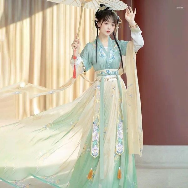 STATE Wear 2024 China Hanfu Estilo femenino Antiguo Tang Ming Disfraz de mujer Elegante Falda Girl Ropa retro Ropa de hada Vestido