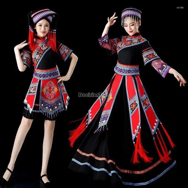 Stage Wear 2024 Chinois Traditionnel Minorités ethniques Style Costume Ensemble Femme Miao Zu Jupe Performance de danse