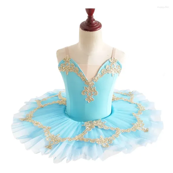 Etapa desgaste 2024 niñas bailarina vestido de ballet Rhinestone Decro Bow Diseño Danza Falda de tul Manga corta Rendimiento Princesa