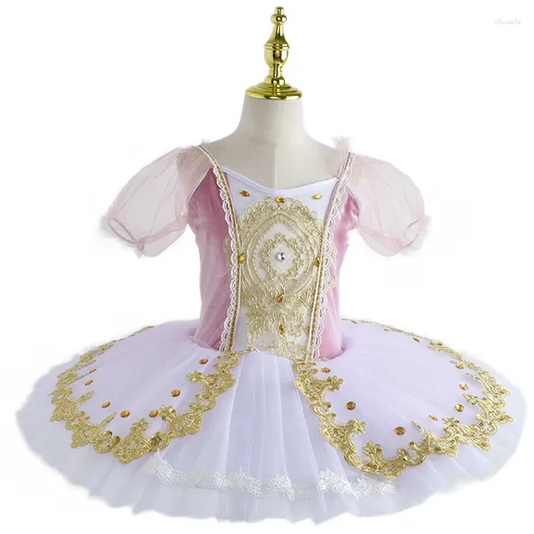 Stage Wear 2024 Filles Ballet Tutu Tulle Robe Professionnel Swan Lake Ballerina Pancake Adulte Enfant Enfants Costume De Danse