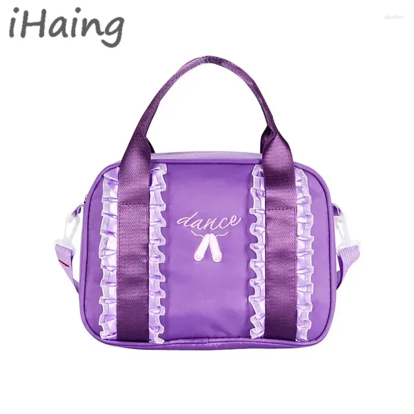 Stage Wear 2024 Girls Lace Ballet Bolsas de baile para niños Mensaje de bordado de bordado Hombro Gym Gym Bols