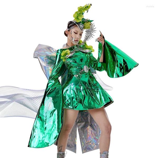 Wear 2024 Green Laser Mirror Costume Futuristic Sense Music Festival Tentival Nightclub Gogo Dancer Performance
