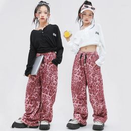 Stage Wear 2024 Hip Hop Danskostuums voor kinderen Losse shirts Hiphop Broekpak Meisjes Jazz Moderne Prestaties Rave Kleding DQS15555