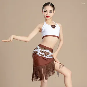 Wear 2024 Robes de danse de performance pour enfants pour filles licolas latin tassels jupes enfants samba chacha tango dancewear xs7654