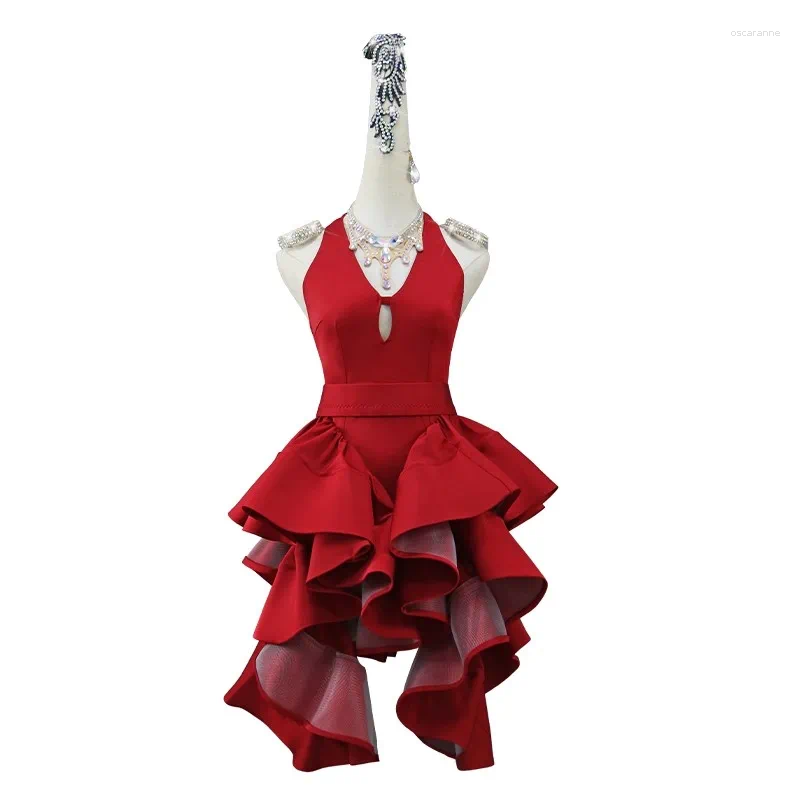 Stage Wear 2024 Robe de danse latine Femme Gland Costume de compétition professionnelle Adulte Enfants Haut de gamme Costume personnalisé Tango