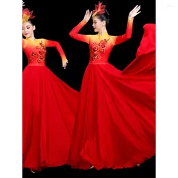Wear 2024 Opening Dance Long Jirt Costume Gradual Elastic Elastic Lights in the Chinese Performance Robe