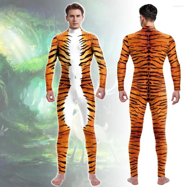 Wear 2024 Tiger Match One Piece Performance Robe pour hommes et femmes Vêtements serrés élastiques Animal Halloween en forme d'animal