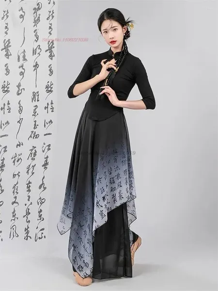 Etapa desgaste 2024 tradicional chino hada cosplay rendimiento hanfu tops pantalones conjunto nacional gradiente color traje de danza oriental