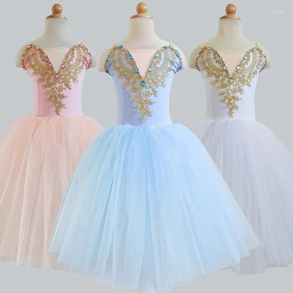 Escenario de ropa 2024 Tutu Ballet LED Light Swan Lake Ballerina Pancake Niñas Mujeres Vestidos para niños Adultos Disfraces de baile