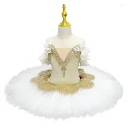 Stage Wear 2024 Blanc Professionnel Tutu Lake Costume Robe de ballet de haute qualité Fermer le panneau pour enfants pour les filles