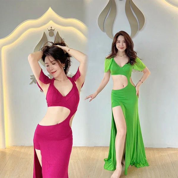 Etapa desgaste 2024 vestido de danza del vientre de las mujeres Dongfeng práctica étnica traje de rendimiento traje hueco