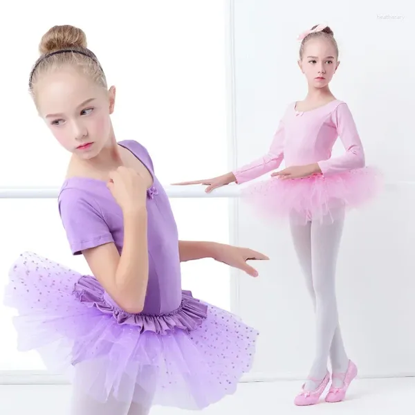 Etapa desgaste 2 color rosa / púrpura ballet leotardo para niños tutú vestido de baile yoga gimnasia artística uso bailarina