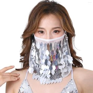 Stadiumkleding 2 stuks Glitter Pailletten Masker Gezichtssluier Exotisme Buikdans Kostuum Accessoire Bollywood Arabische Prinses India Danser Rekwisieten Sexy