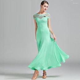 Vêtements de scène 3 couleurs vert robe de bal femme Foxtrot valse robes dame danse espagnol Flamenco danse B-6182