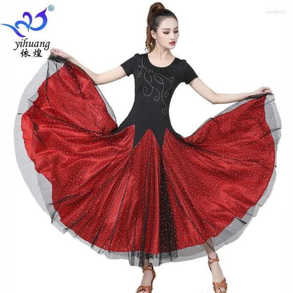 Escenario de 360 grados Damas Swing Swing Sweut Waltz Ballroom Dance Dance Dress Long Women Sequin