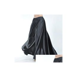 Stage Draag 360 graden Satin Rok Belly Dance Women Gypsy Long Practice 14 Kleur Solid Performance Drop Delivery Apparel DHVXP