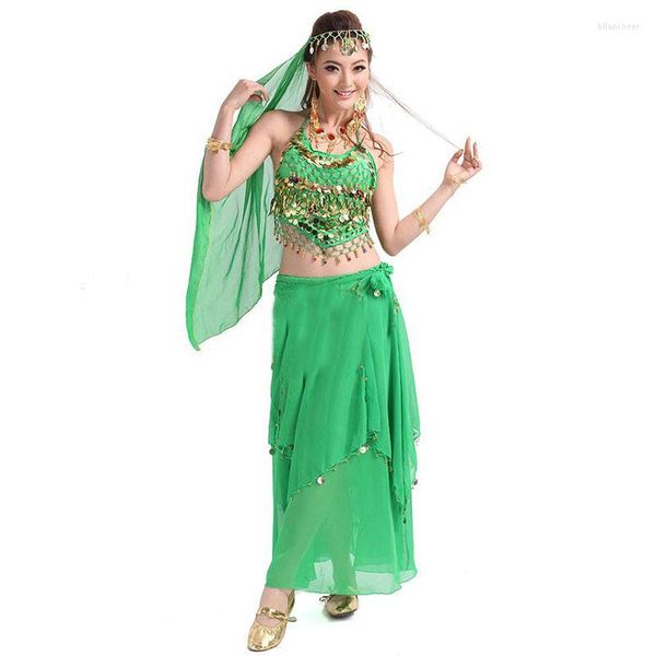 Desgaste de la etapa 3pcs Set Coin Egypt Belly Dance Costume Performance Triba Gypsy Bellydance Dress Womens Dancing