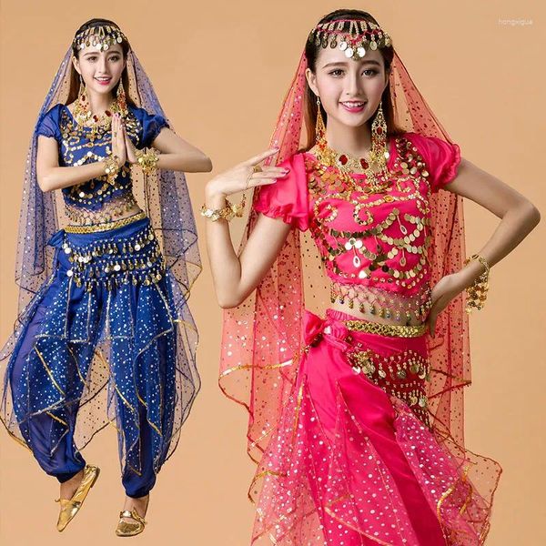 Etapa desgaste 4 PCS mujer adulta trajes de baile mujeres traje de vientre conjunto bollywood india 6 color