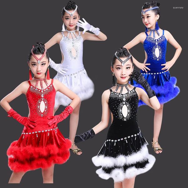 STATA Wear 4Color Modern Girl Latin Dance Dress For Girls Salsa Ballroom Dancing Competition