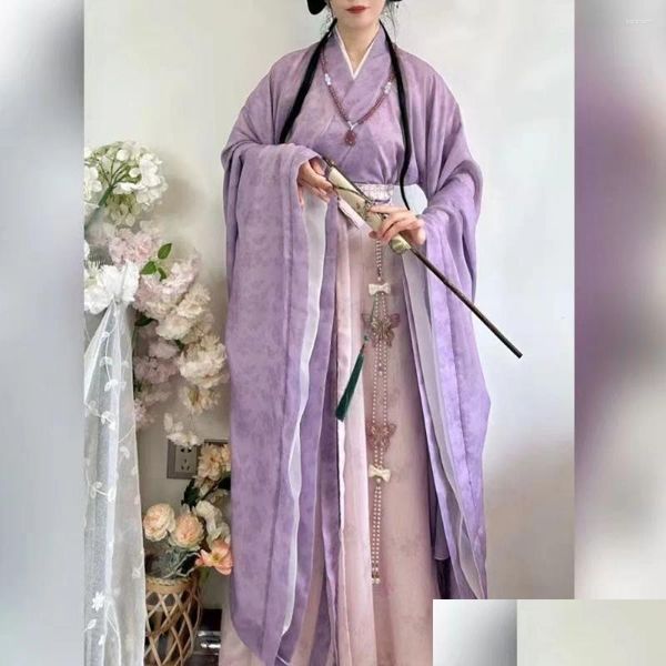 Wear 4pcs Costumes d'Halloween pour femmes Hanfu Set Kimono Shirt Jupe plissée