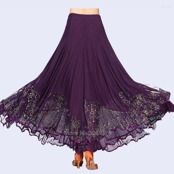 Stage Wear 5 couleurs jupe flamenco pour femmes style gitane dentelle taille haute grande robe trapèze espagnol corrida danse moderne