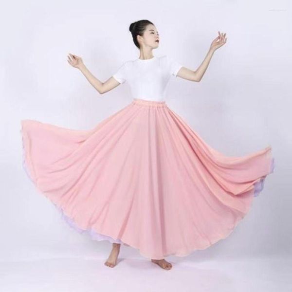 Jupe en mousseline de mousseline à 540 degrés 2 couches Ballet Dance Femmes Longes jupes Danseuse Pratique Classical Modern Dancewear