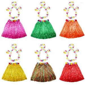 Stage Wear 5pc / Set Hula Show Hawaii Fantaisie Robe Guirlande Bracelet Bracelet Style Hawaïen Herbe Costume Ensemble Complet Charme