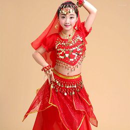 Vêtements de scène 5 pièces fille Costumes de danse du ventre pour filles vêtements Performance enfant danse costume enfants Bollywood ensemble de vêtements