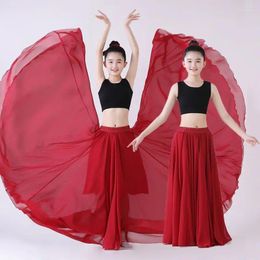 Etapa desgaste 65-90 cm traje de danza clásica tradicional china ropa tibetana mongol niño niñas practican falda de swing grande
