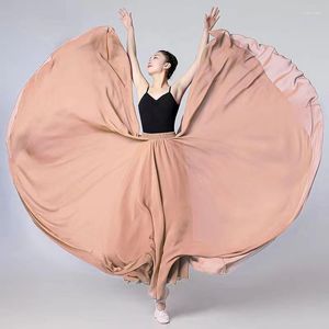 Vêtements de scène 720 degrés jupe en mousseline de soie Ballet danse du ventre femmes gitane Double couche jupes longues danseur pratique Performance