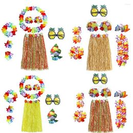 Stage Draag 8 stks/set 8pcs bril Garland polsbandjes ketting kostuum fancy jurk Hawaiian hula rok set hoofdband