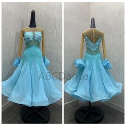 Escenario desgaste ABCDANCE Competencia moderna Waltz Tango Ballroom Dance Dress Standard Girls Mujeres Trajes de manga larga