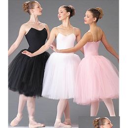 Stage Wear Adt Romantisch Ballet Tutu Dans Repetitie Oefenen Rokken Kostuums Voor Vrouwen Lange Tle Jurken Wit Roze Zwart Drop Delivery Dhxme