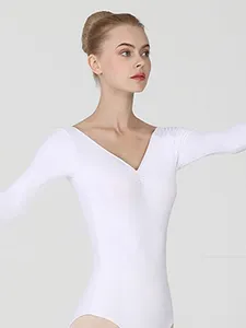 Vêtements de scène Justaucorps de danse de ballet adulte pour femmes fille coton manches longues/moyennes/courtes justaucorps de gymnastique vêtements de corps