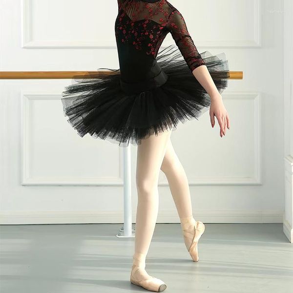 Stage Wear Adulte Ballet Danseur Performance Professionnelle Tutu Jupe Ballerine Swan Lake Danse Dur Mesh Blanc Noir Tutus Avec Des Mémoires