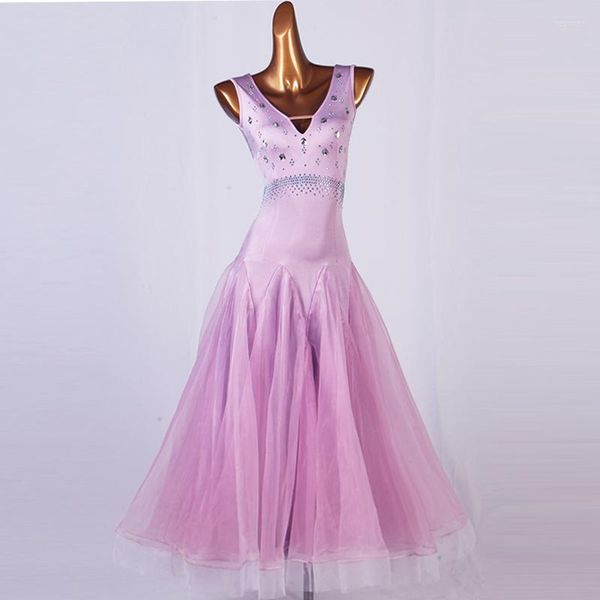 Vêtements de scène adulte salle de bal compétition robes de danse dame violet haute qualité jupe Tango valse danse robe femmes