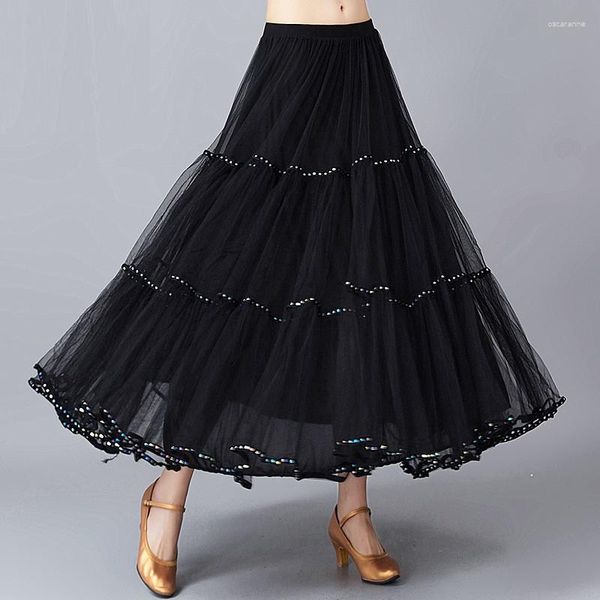 Vêtements de scène jupe de danse de salon adulte jupes de Flamenco noir costume de danse femmes Costumes de valse Watz D0802
