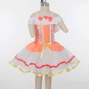 Vêtements de scène adulte/enfant Orange Ballet danse Tutu filles ballerine Performance Costume haute qualité Spandex justaucorps robe Dancewear