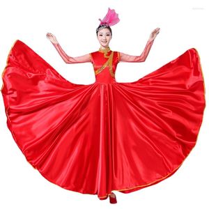 Vêtements de scène adulte femme longue robe femme spectacle Costume ouverture danse grande balançoire Chorus Performance et rouge espagnol