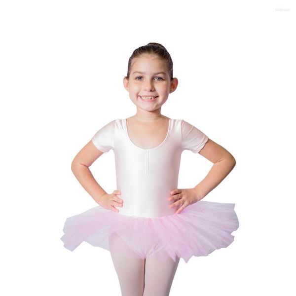 Vêtements de scène adultes filles enfants Ballet danse Tutu robe brillant Lycra à manches courtes Tulle jupes récital Performance Costume