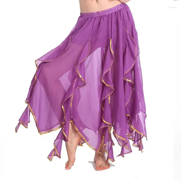 Stage Wear Adulte High Slits Oriental Belly Dance Jupes Femmes Professionnel Bellydance Costume Accessoires Danse Pratique Longue Swing Jupe