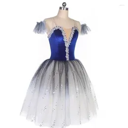 Ropa de etapa para adultos azules azul largo tutu profesional cisne el lago ballet vestido de vestuario de chicas