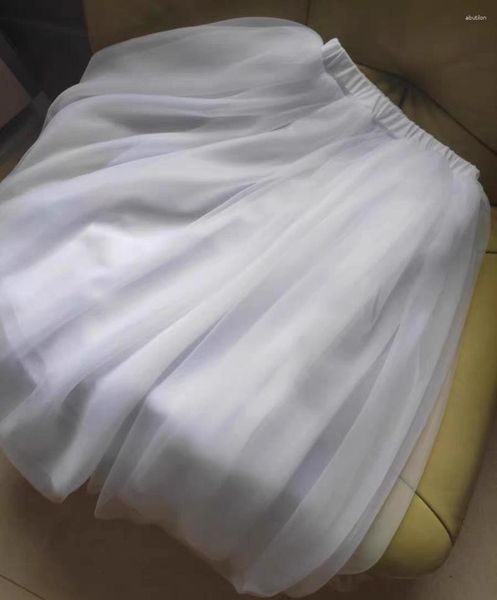 Desgaste de la etapa Adulto Diseño largo Falda de ballet Faldas tutú blancas Vestido de tul duro Traje Puff Rendimiento Gasa suave 80 CM