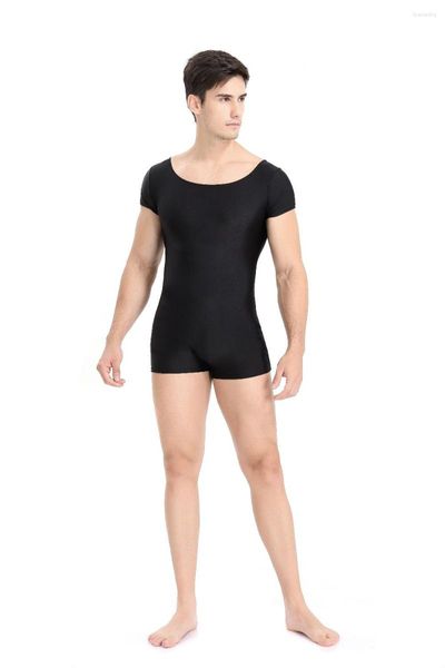 Etapa desgaste hombres adultos body sólido alto elástico mono ballet trajes de baile culturismo traje de cuerpo ropa de la talladora de los hombres W0339